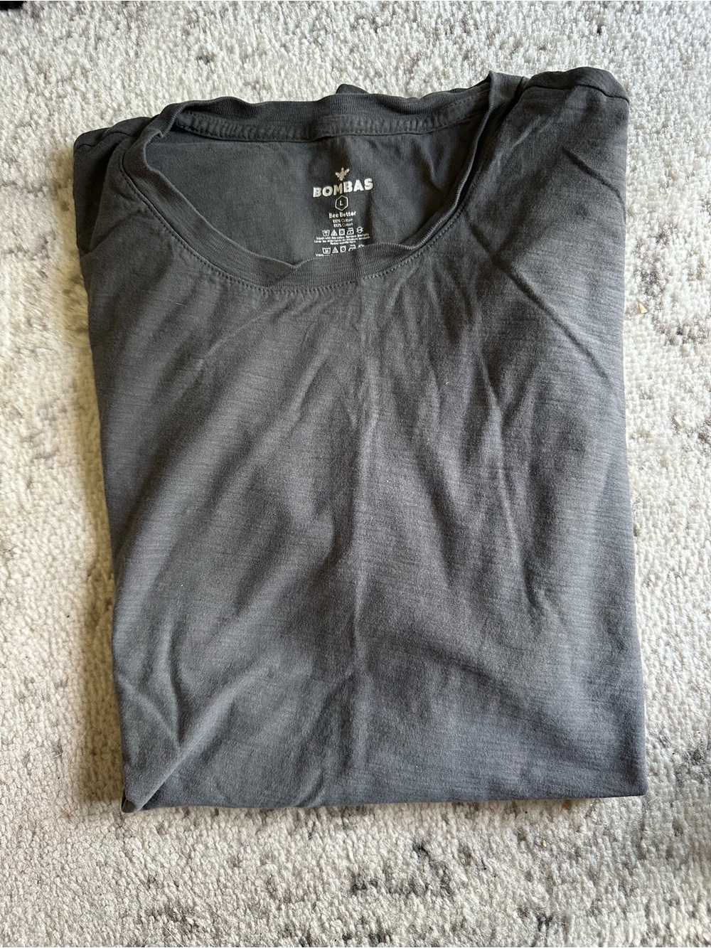 Bombas Men's Short-Sleeve Crew T-Shirt — Charcoal Gray Medium